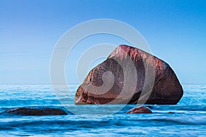 Rocks on the Baltic Sea coast in Lohme on the island Ruegen, Germany
