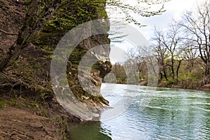 Rocks on the bank of a mountain river