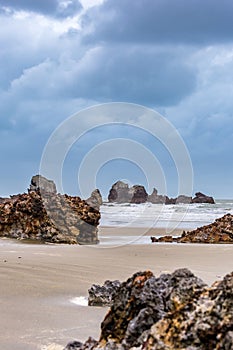 Rocks on the Beach of Cape Hillsborough during Stormy Weather, Queensland, Australia