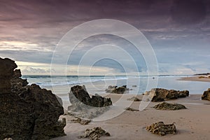 Rocks on the beach at low tide