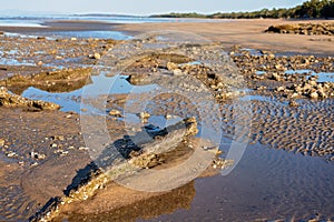 Rocks On The Beach At Low Tide
