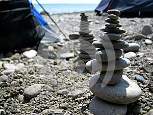 Rocks on the beach pebbles, feng shui ocean