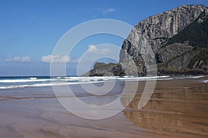 Coastline of playa laga in basque country in spain photo