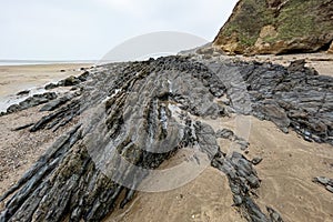 Rocks on the beach at Saunton Sands, Devon