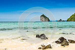 Rocks on the beach in Tropical sea at Talay Waek Krabi