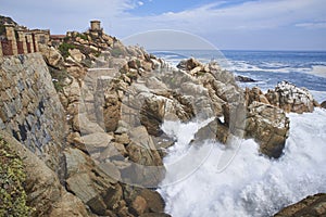 Rocks, birds and beach shore in ViÃƒÆ’Ã†â€™Ãƒâ€šÃ‚Â±a del Mar, Chile