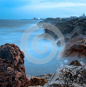 Rocks and blue sea