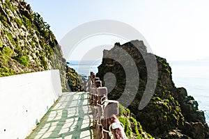 Rocks in the blue sea of Eo Gio cape, Binh Dinh province, Vietnam photo