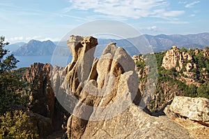 Rocks of Calanche de Piana in Corsica photo