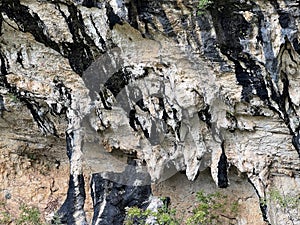 Rocks in the canyon of the Bijela river or the cliffs of the canyon of the stream Bijela voda, Karin Gornji - Croatia