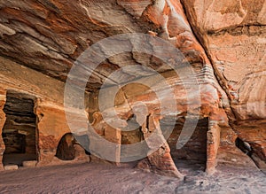 Rocks caves in nabatean city of petra jordan photo