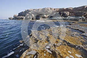 Rocks of Cavo greco cape. Cyprus. Mediterranean sea landscape