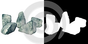 Rocks Chunks of Ice 4- Front view white background alpha png 3D Rendering Ilustracion 3D