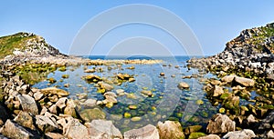 Rocks in Cies Islands seaside. Vigo, Pontevedra Spain