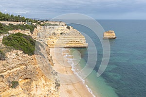 Rocks and cliff in algarve city lagos in Portugal