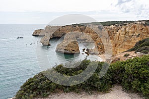 Rocks and cliff in algarve city lagos in Portugal