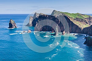 Rocks and cliffs at Cabo sao Lorencio Madeira Portugal