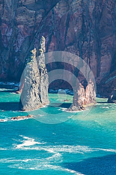 Rocks and cliffs at Cabo sao Lorencio Madeira Portugal
