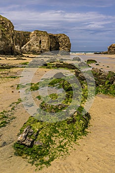 Rocks and Cliffs at Perranporth beach in Cornwall