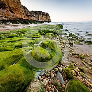 Rocks and Cliffs of Porto de Mos Beach in the Morning, Lagos