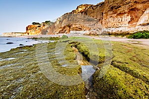 Rocks and Cliffs of Porto de Mos Beach in the Morning, Lagos