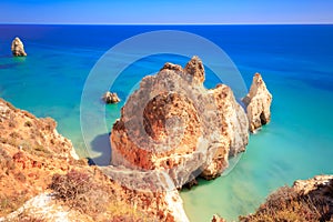 Rocks at the coast of Alvor Portugal