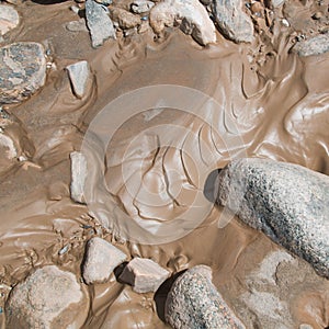 Rocks and cobbles on the river bed