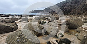 Rocks on cornall beach near lands end