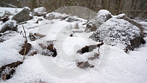 Rocks covered in snow