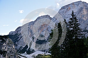 The rocks of the Croda del Becco at the head of Lake Braies