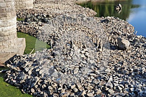 Rocks on Danube riverbed at drought