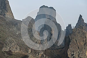 Rocks in Dead city. Khoba-Tele Ridge of Karadag Reserve in spring. Crimea