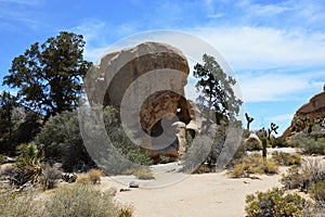 Rocks in Desert Landscape in Joshua Tree National Park, California