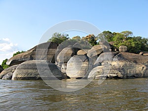 Rocks in dry season in Orinoco River Puerto Ayacucho Amazonas state Venezuela photo