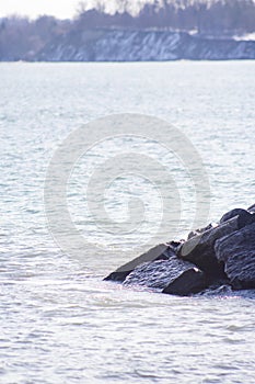 Rocks at the end of the pier