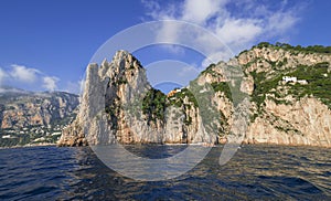 Rocks formation on the coast of Capri Island, Italy
