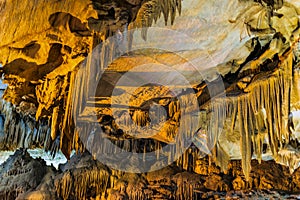 Rocks formations in Crystal Cave located in Sequoia National Park, California, USA