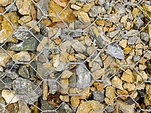 Rocks in Gabion wire photo