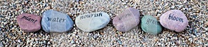 Rocks with inspirational words