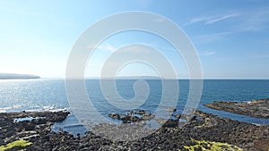 Rocks Irish Sea Atlantic Ocean on coastline Giants Causeway Co. Antrim Northern Ireland