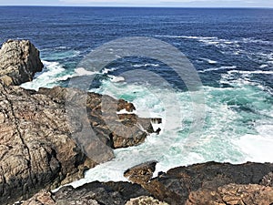 Rocks Irish Sea Atlantic Ocean on coastline Giants Causeway Co. Antrim Northern Ireland