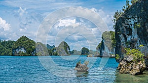 Rocks Landscape in Kabui Bay near Waigeo. West Papuan, Raja Ampat, Indonesia