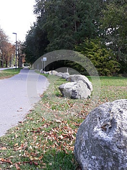 Rocks and leaves in the streets photo