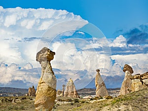 Rocks looks like mushrooms in Cappadocia, Turkey