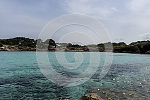 Rocks by the Mediterranean sea on the island of Ibiza in Spain,