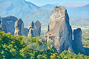 Rocks of Meteora in Greece with Rousanou nunnery