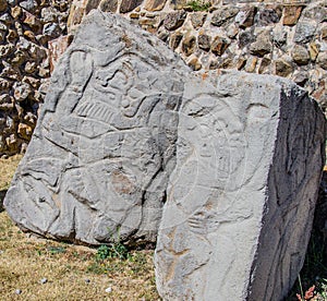 Rocks Monte Alban Archaeological site Oaxaca Mexic