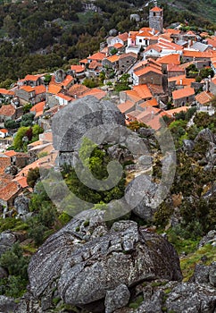 Aerial view on Monsanto village with stone in the house photo