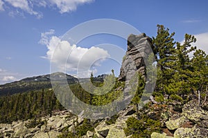 Rocks on Mount Zelenaya. Sheregesh, Russia