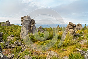 Rocks on mountain Kachkanar. The Urals. Russia